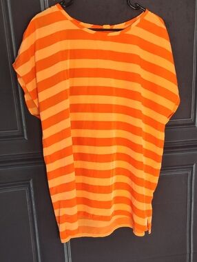 GAP Orange and Light Orange Striped Short-Sleeve Top